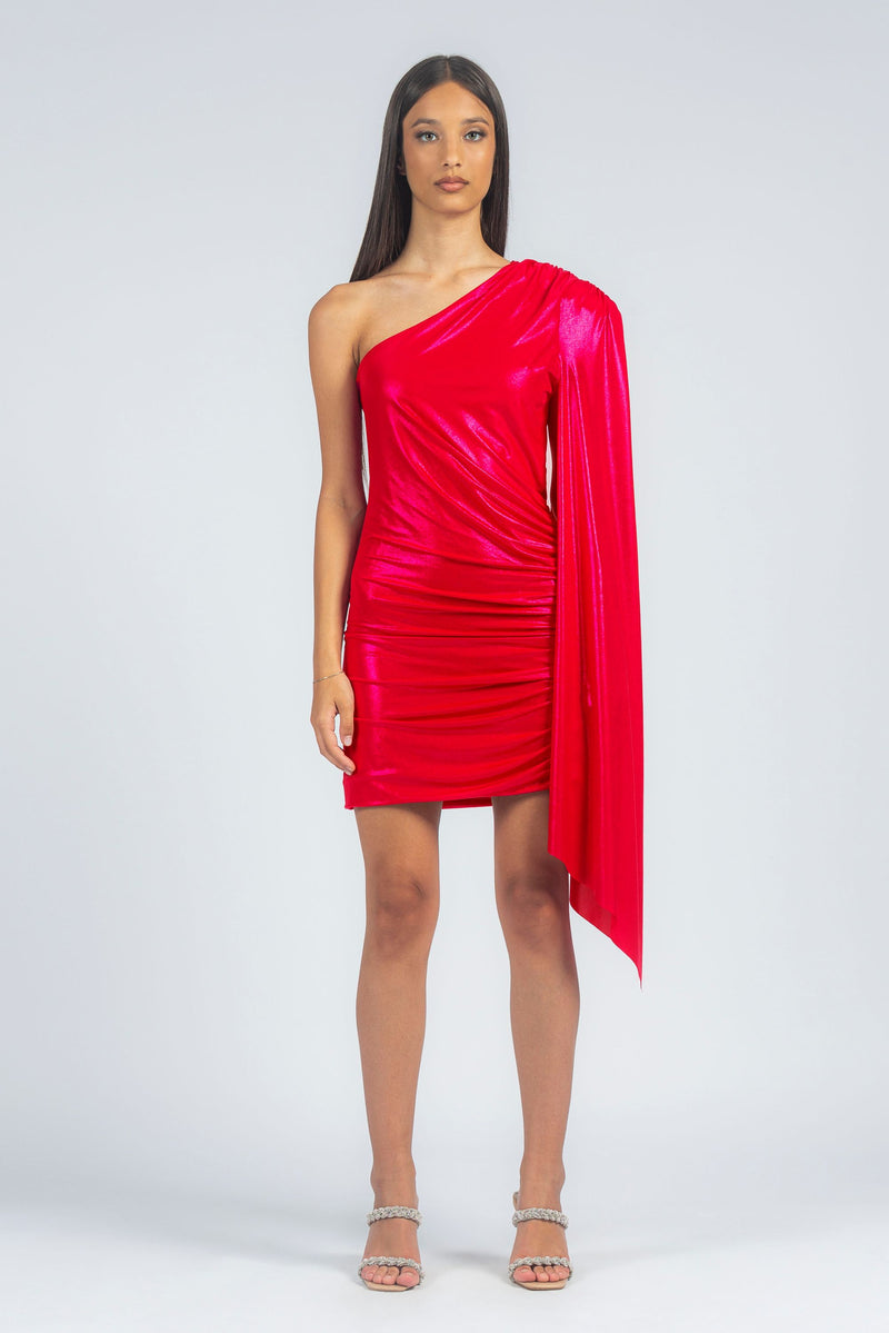 Abito monospalla con manica a mantella1