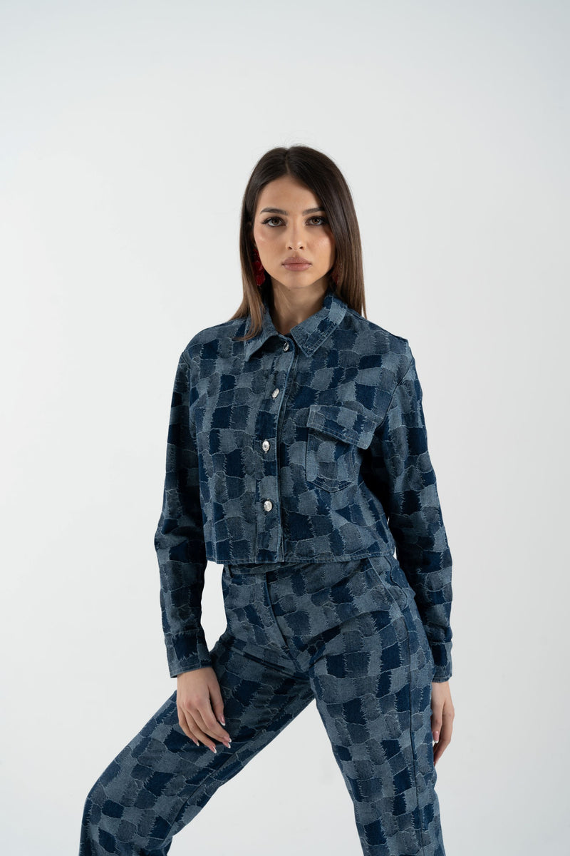 Camicia in denim patchwork