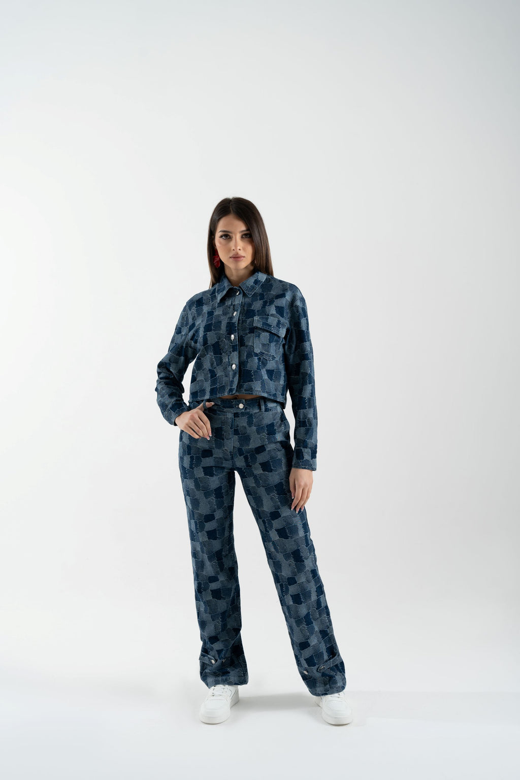Camicia in denim patchwork