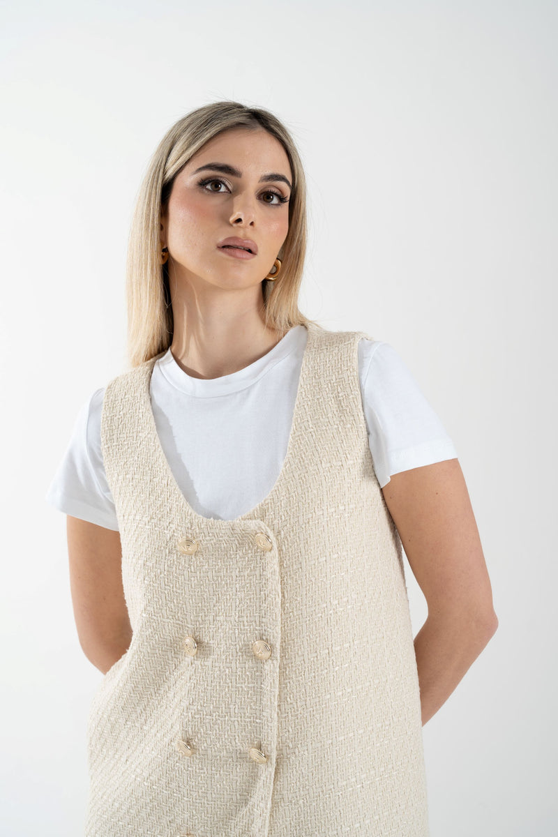 Abito giromanica in tessuto tweed