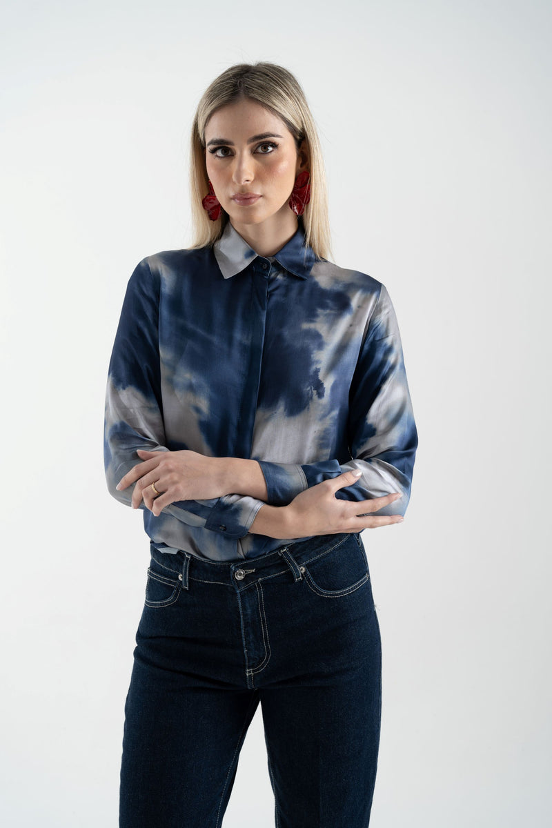 V2508/01 CAMICIA BASICA DI RASO A FANTASIA
