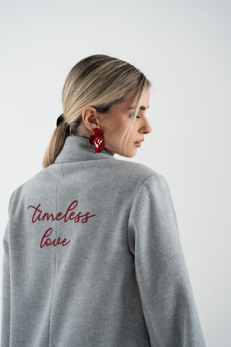 Cappotto lungo doppiopetto con ricamo