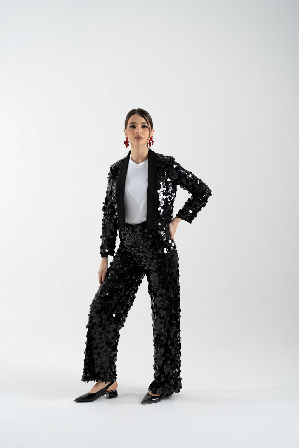 Giacca crop in paillettes