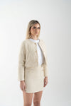 Bomber crop in tessuto tweed trapuntato