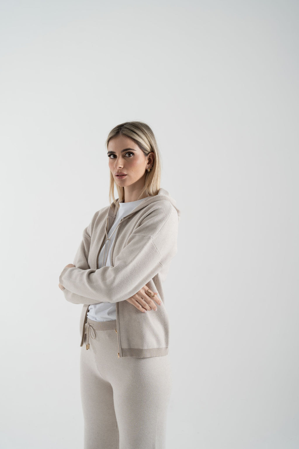 Pantalone in maglia a coste