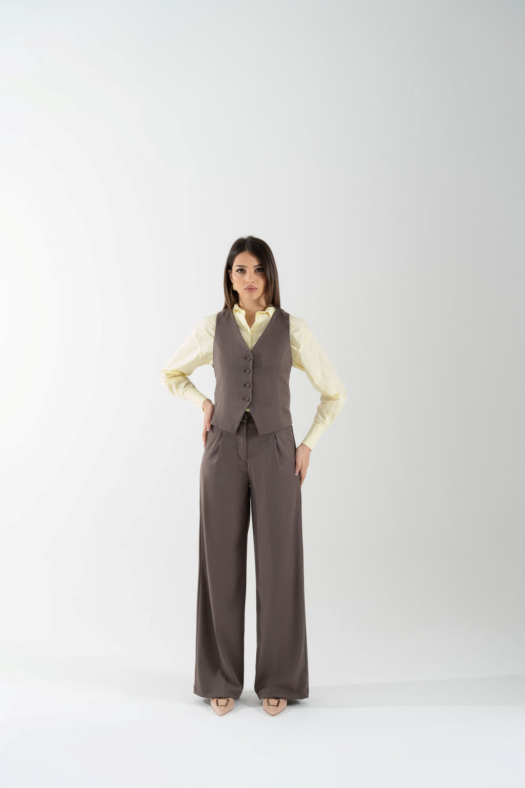 Gilet in flanella con fibbietta stringente