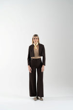 Pantalone palazzo con alette e patte
