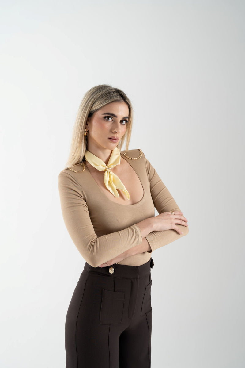 Body in jersey con spalline e accessorio