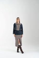 Gonna midi in jeans con inserti