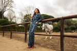 Pantalone in denim patchwork
