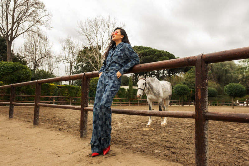 Camicia in denim patchwork