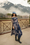 Maglia in rete fantasia con scollo bardot