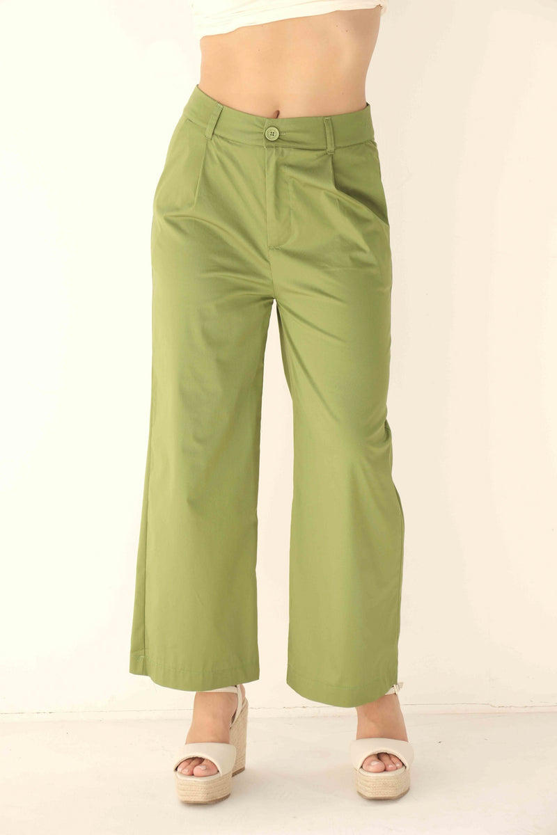 PANTALONE PALAZZO IN COTONE STRETCH CON TASCHE