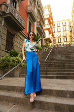 Pantalone svasato in raso