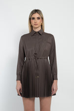 Abito camicia con gonna plissè