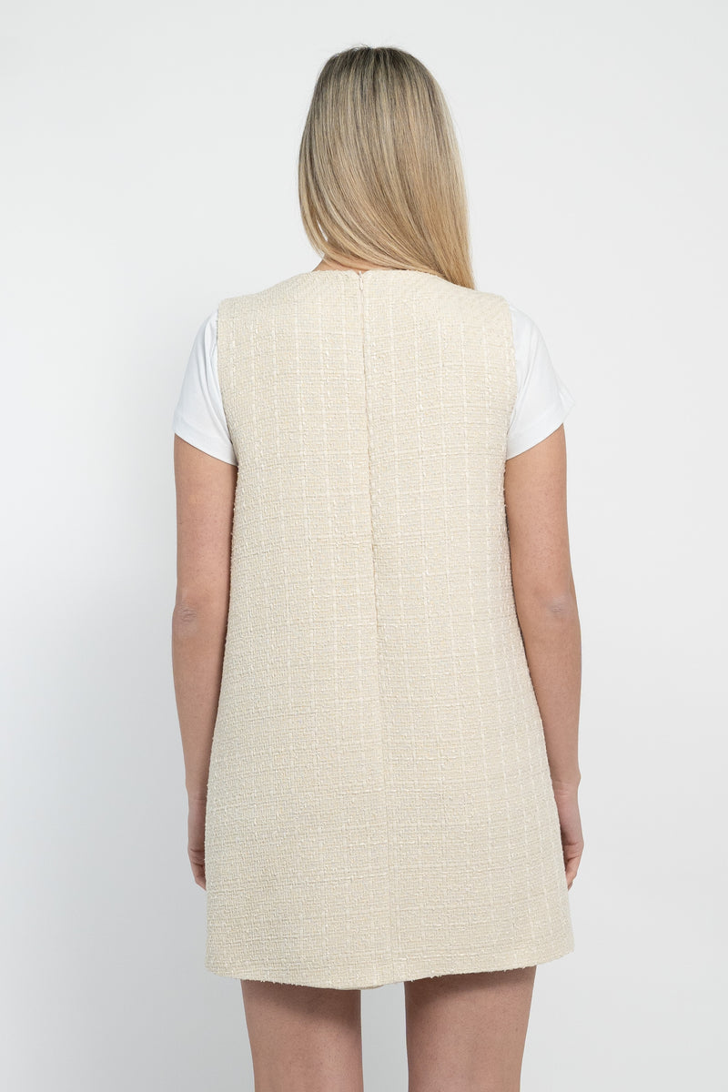 Abito giromanica in tessuto tweed
