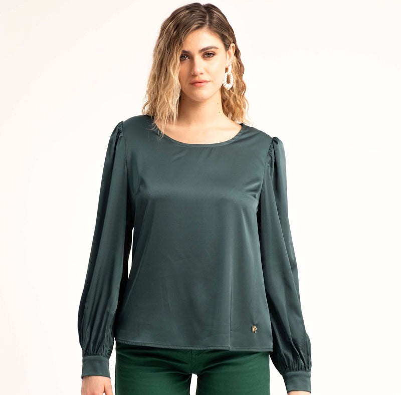 BLUSA IN RASO CON COLLO FASCETTA