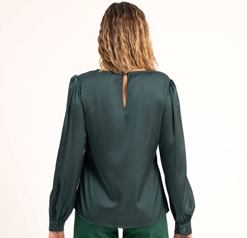 BLUSA IN RASO CON COLLO FASCETTA