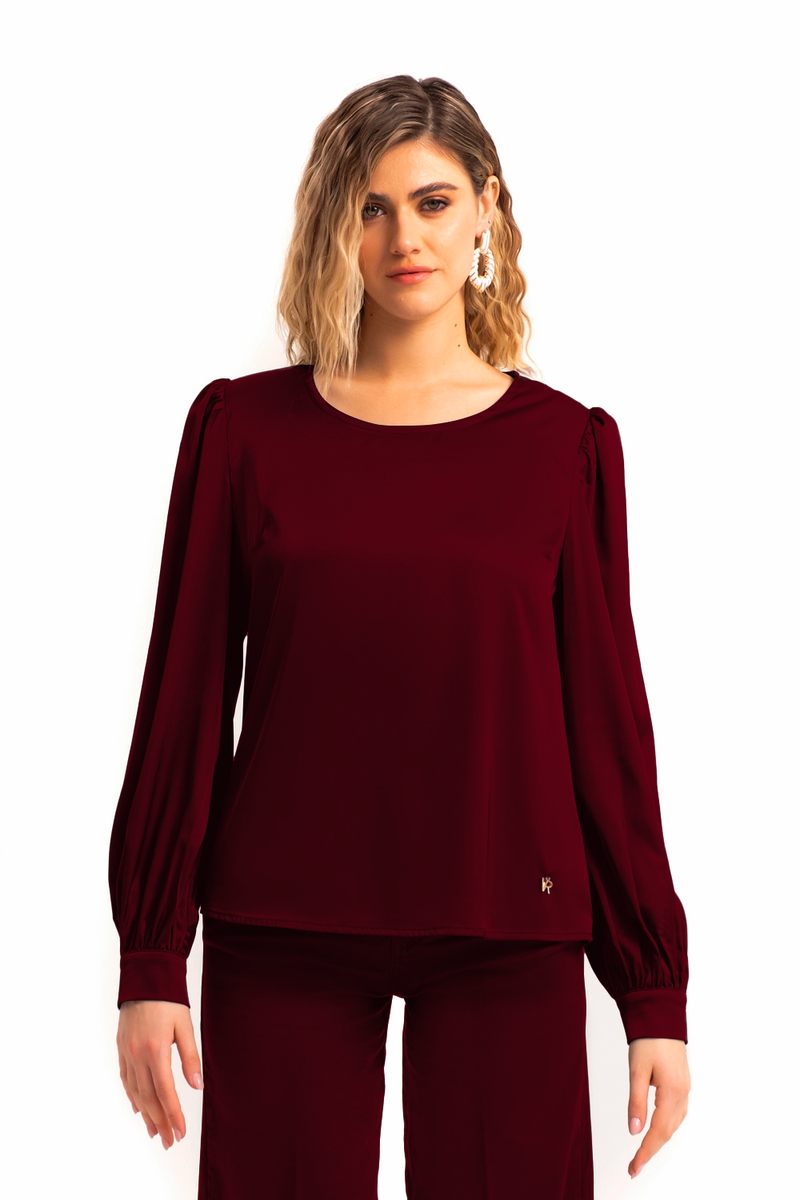 BLUSA IN RASO CON COLLO FASCETTA