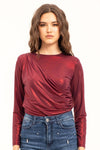 BODY CON DRAPPEGGIO IN JERSEY LAMINATO