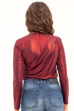 BODY CON DRAPPEGGIO IN JERSEY LAMINATO