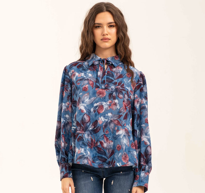 BLUSA CON FIOCCO IN STAMPA FLOREALE