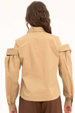 CAMICIA IN COTONE CON APERTURA SULLA SPALLA