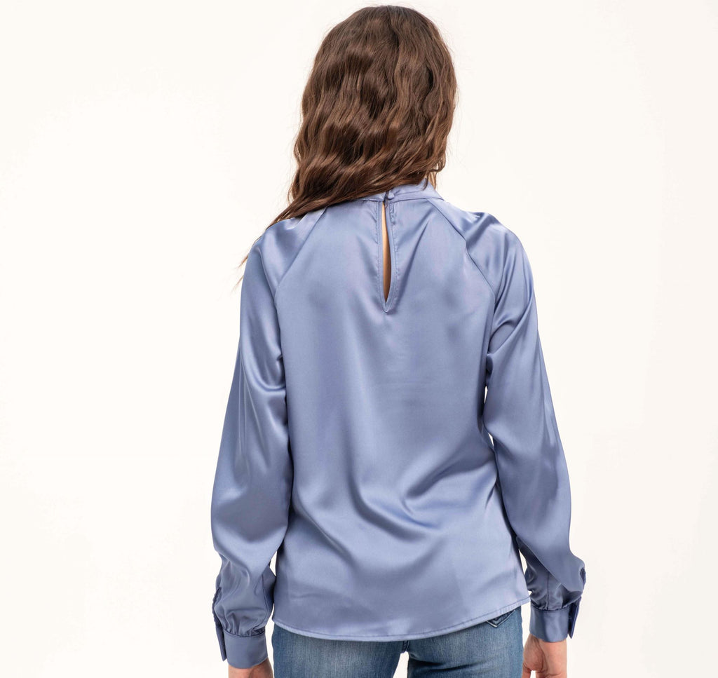 BLUSA IN RASO CON COLLO A FASCETTA