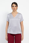 Blusa in raso mezza manica scollo a v