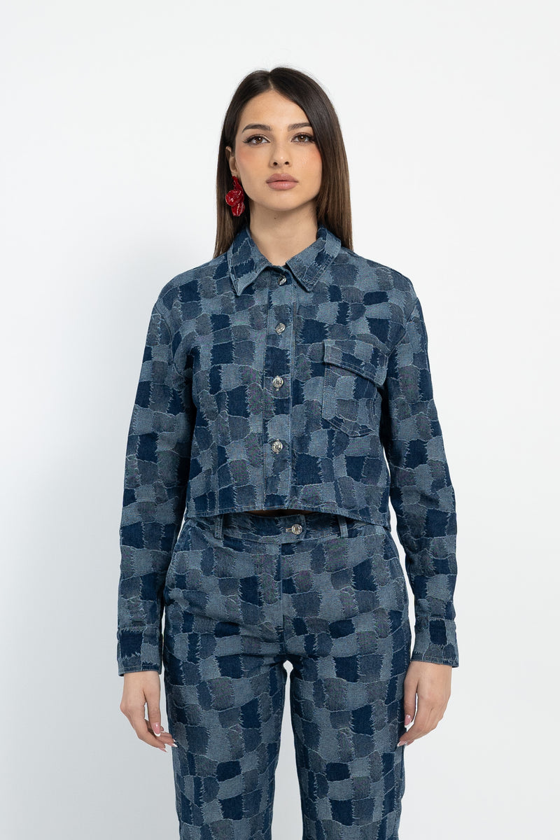 Camicia in denim patchwork
