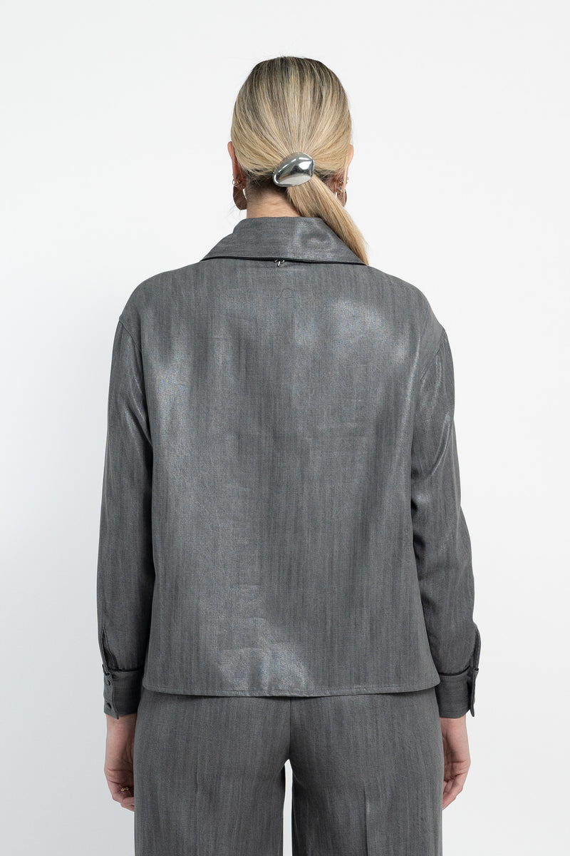 Camicia in denim effetto laminato