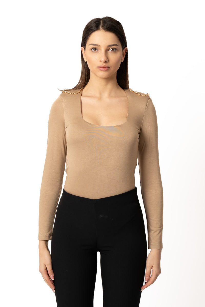 Body in jersey con spalline e accessorio