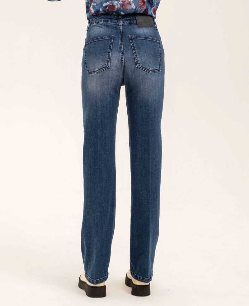 JEANS LINEA DRITTA CON PERLE E STRASS