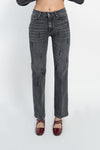 Jeans grigio linea dritta con applicazioni
