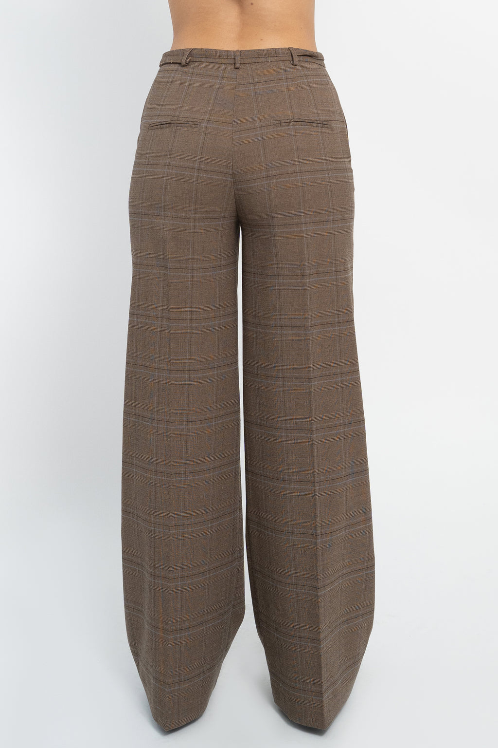 Pantalone palazzo a quadri con cinturina