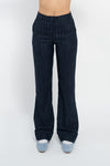 Pantalone linea dritta gessato con risvolto