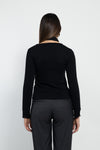 Maglia scollo V con sciarpetta e strass