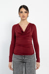 Maglia con scollo ad anello in jersey lucido
