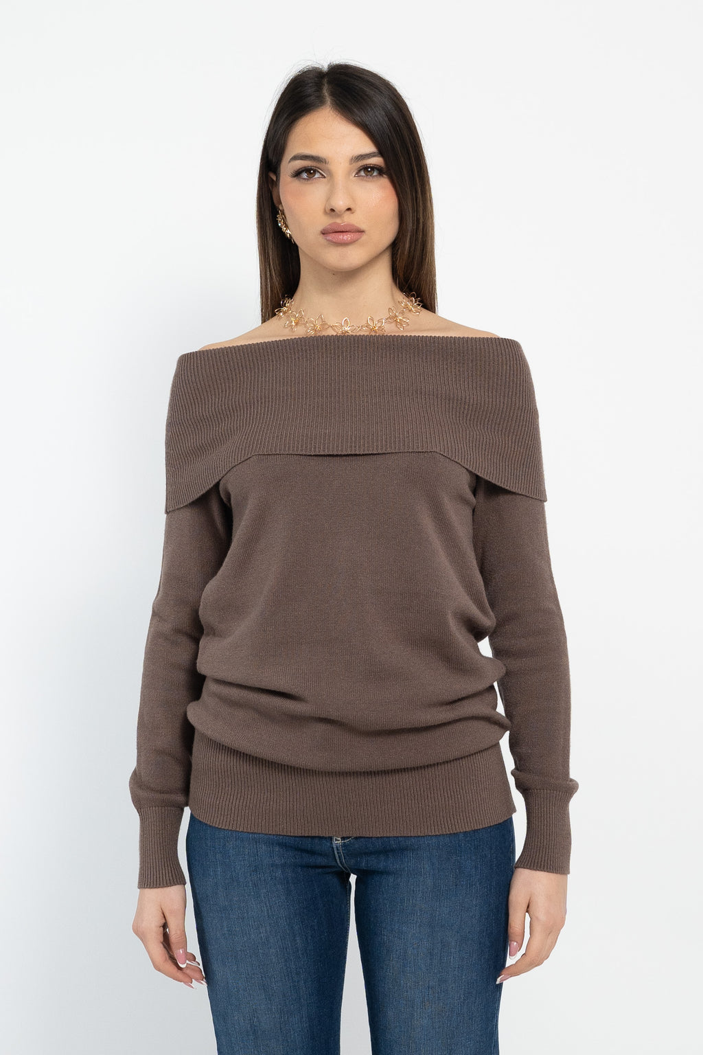 Maglia con scollo bardot