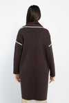 Cardigan con sciarpetta con punto ricamo