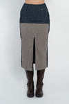 Gonna midi in jeans con inserti