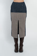 Gonna midi in jeans con inserti