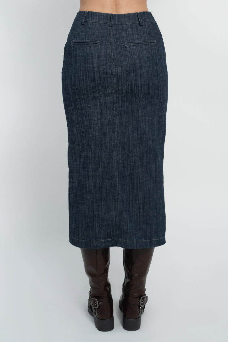 Gonna midi in jeans con inserti