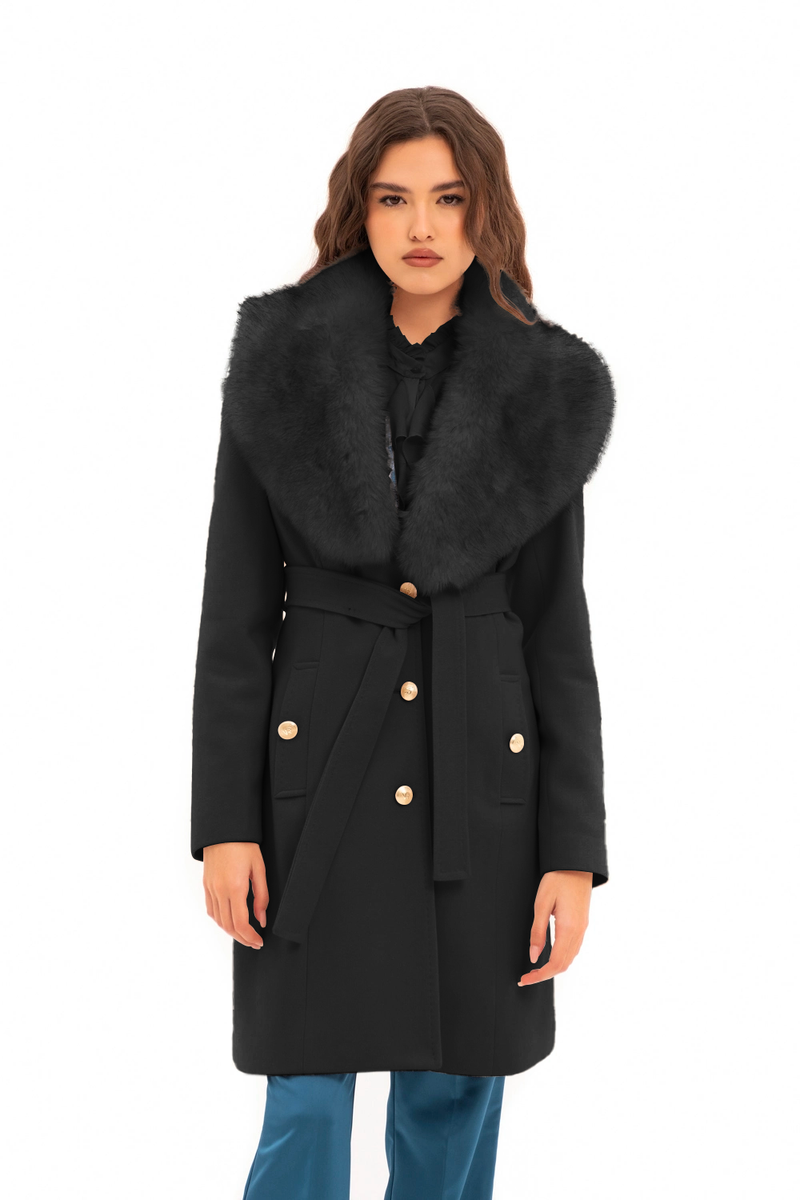 CAPPOTTO CON COLLO PELLICCIA REMOVIBILE