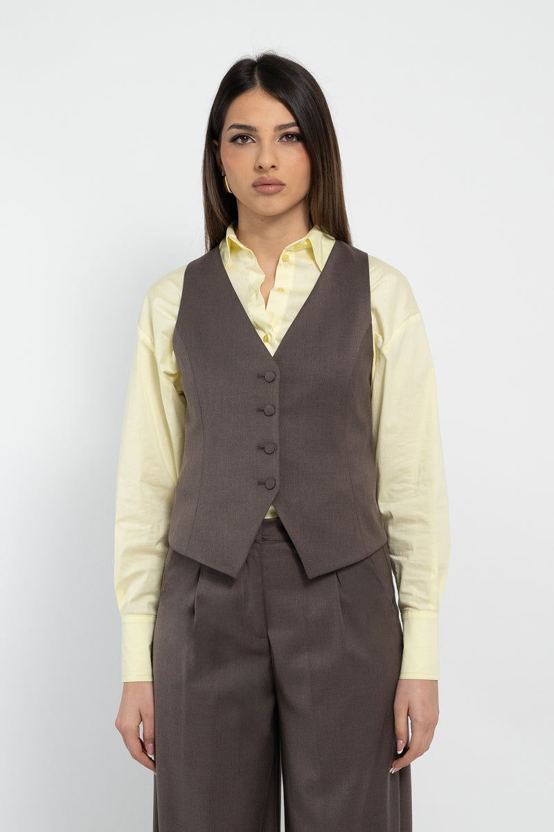 Gilet in flanella con fibbietta stringente