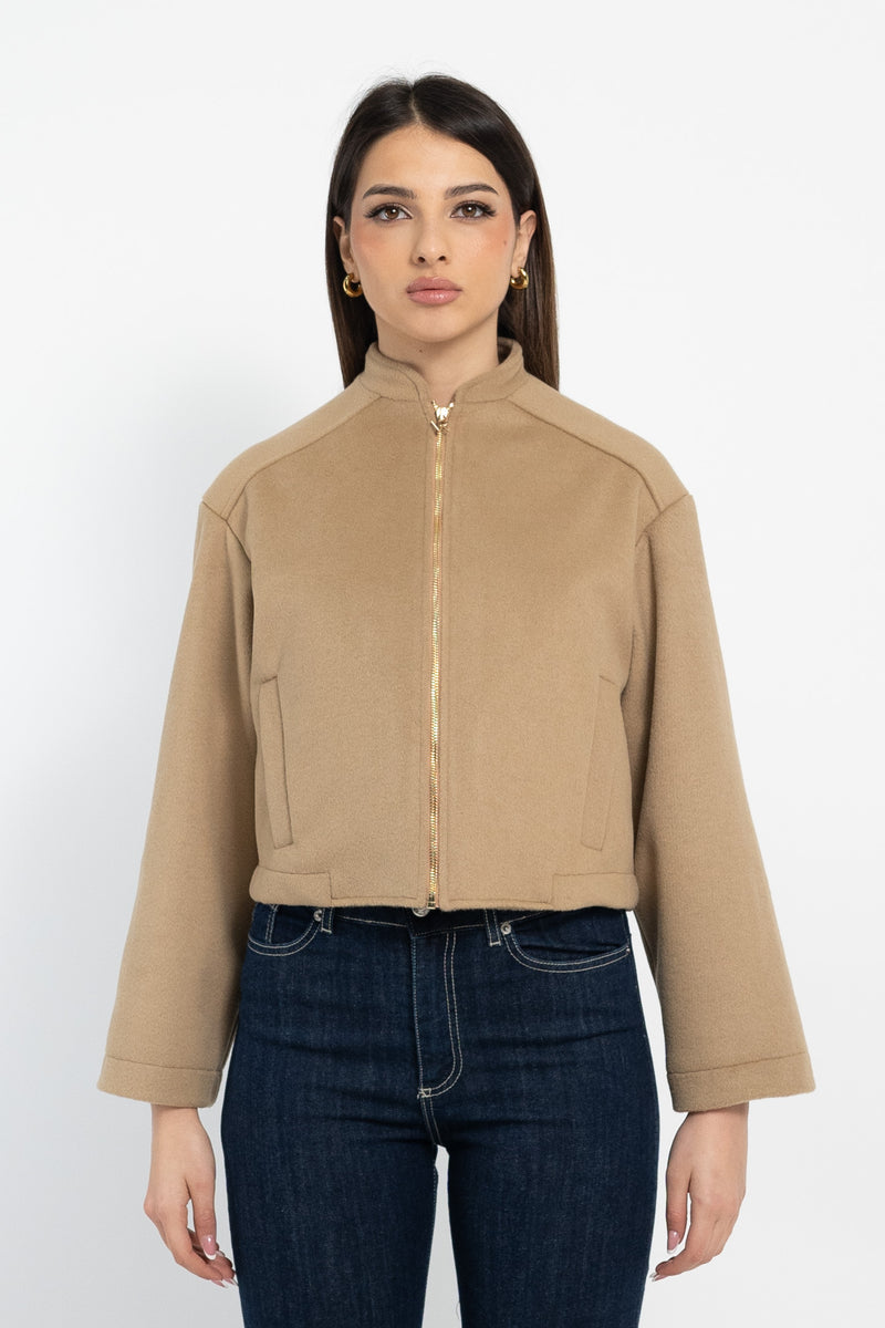 Giubbotto in panno lana con zip