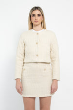 Bomber crop in tessuto tweed trapuntato