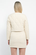 Bomber crop in tessuto tweed trapuntato
