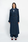 Trench denim lungo doppio petto