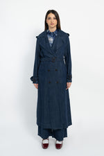 Trench denim lungo doppio petto